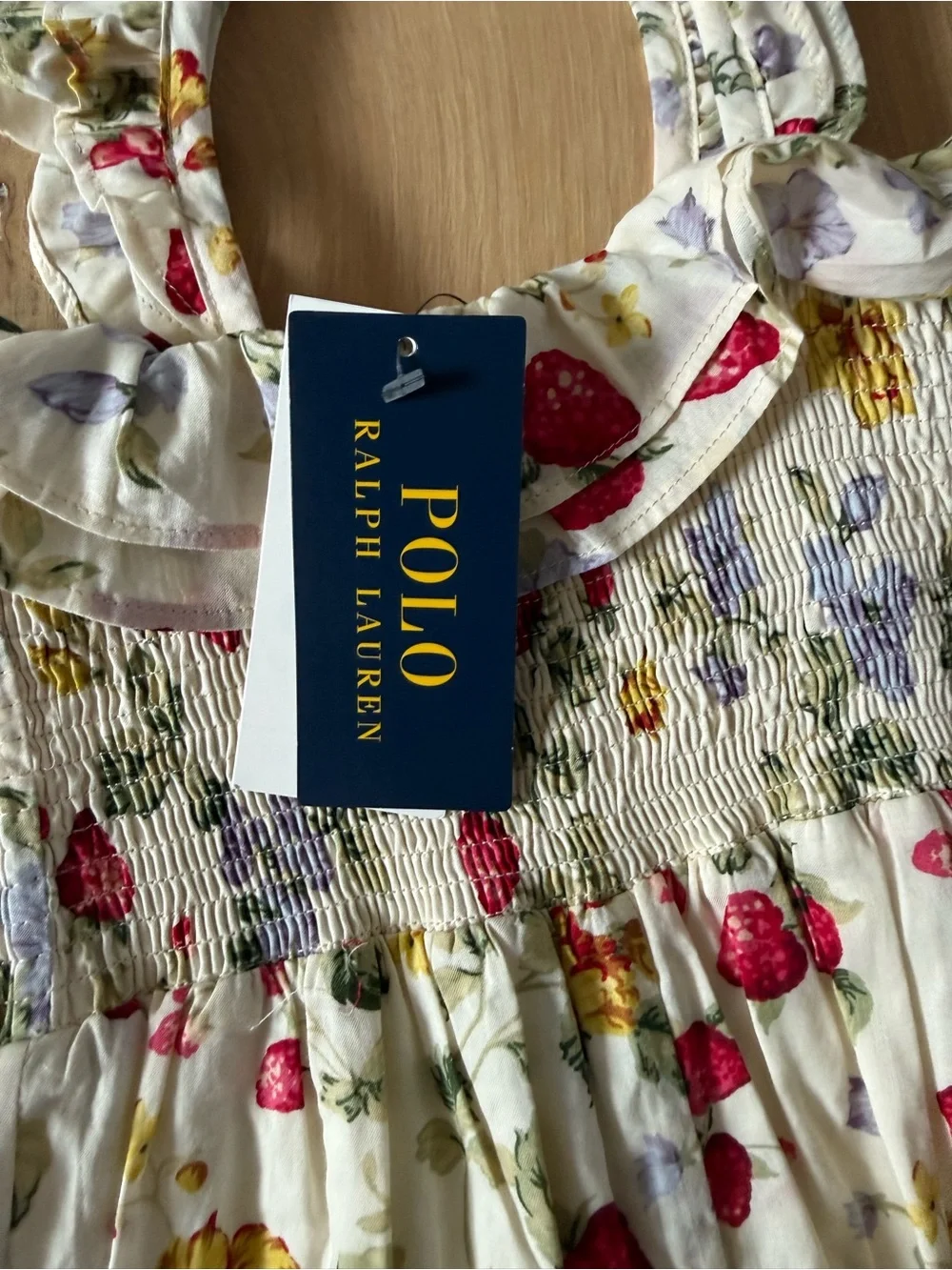 Ralph Lauren Cream Floral & Strawberry Print Girls' One-Piece